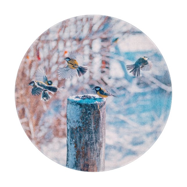Ice & Snow | Great Titmouse, Siberia, Russia Cutting Board (Front)