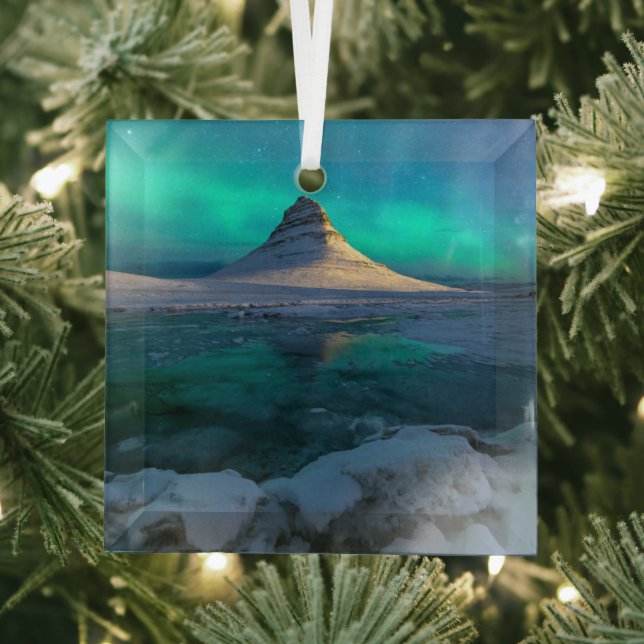 Ice & Snow | Kirkjufell Mountain, Iceland Glass Ornament (Insitu)