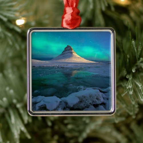 Ice  Snow  Kirkjufell Mountain Iceland Metal Ornament