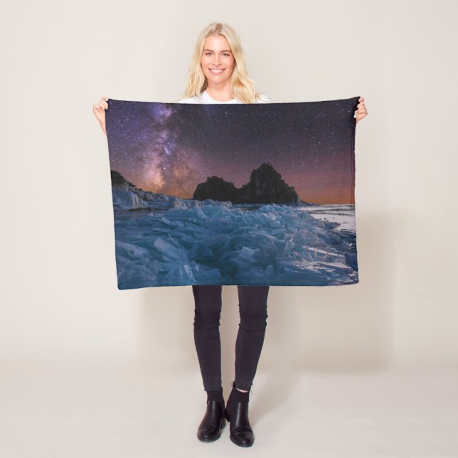 Ice & Snow | Lake Baikal, Siberia, Russia Fleece Blanket (In Situ)