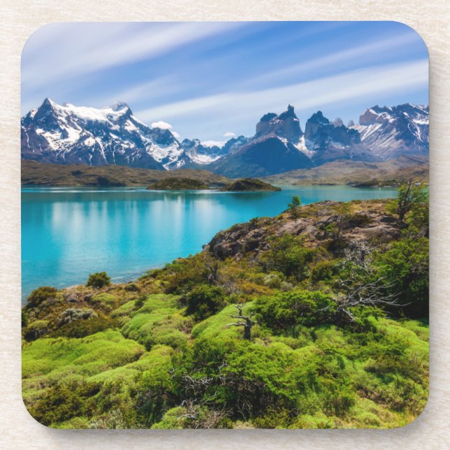 Ice & Snow | Lake Pehoe, Patagonia, Chile Beverage Coaster (Front)