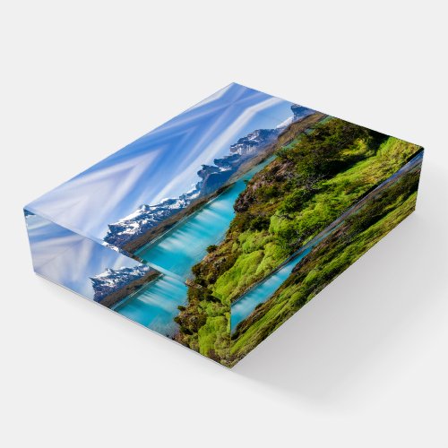Ice  Snow  Lake Pehoe Patagonia Chile Paperweight