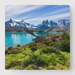 Ice & Snow Lake Pehoe, Patagonia, Chile Square Wall Clock