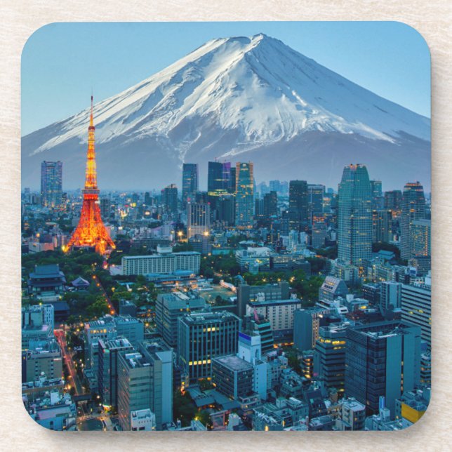 Ice & Snow | Mt. Fuji & Tokyo Skyline Beverage Coaster (Front)
