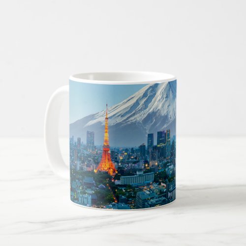 Ice  Snow  Mt Fuji  Tokyo Skyline Coffee Mug