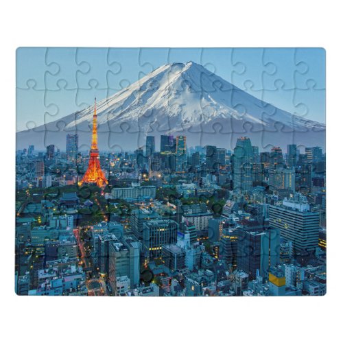 Ice  Snow  Mt Fuji  Tokyo Skyline Jigsaw Puzzle
