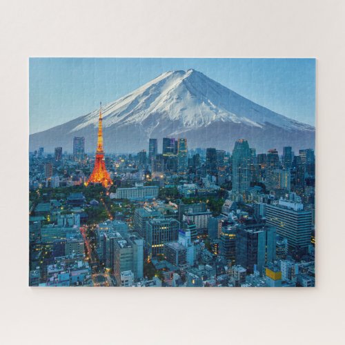 Ice  Snow  Mt Fuji  Tokyo Skyline Jigsaw Puzzle