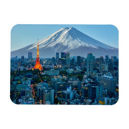 Ice  Snow  Mt Fuji  Tokyo Skyline Magnet