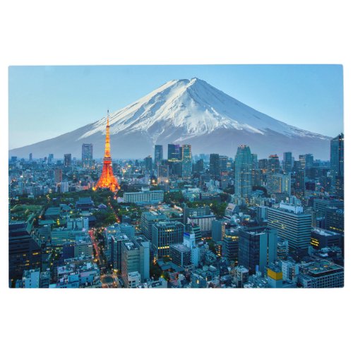 Ice  Snow  Mt Fuji  Tokyo Skyline Metal Print