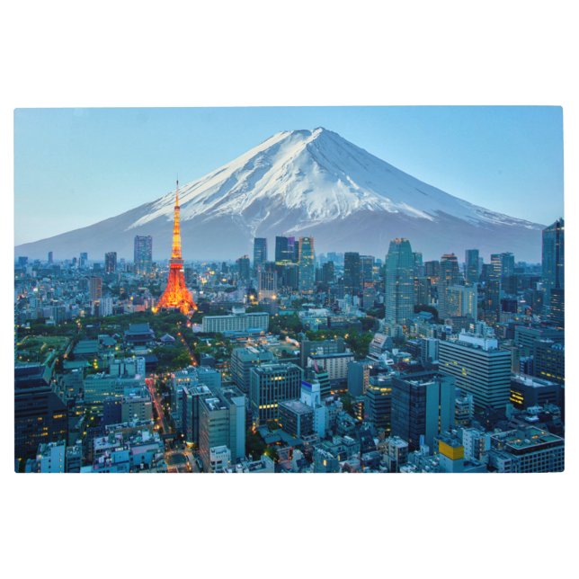 Ice & Snow | Mt. Fuji & Tokyo Skyline Metal Print (Front)