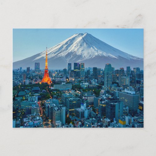 Ice  Snow  Mt Fuji  Tokyo Skyline Postcard