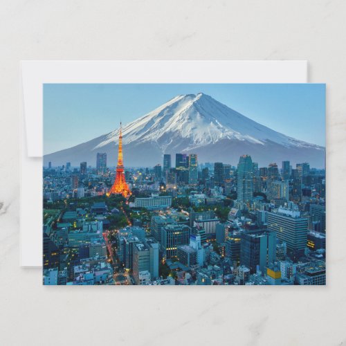 Ice  Snow  Mt Fuji  Tokyo Skyline Thank You Card