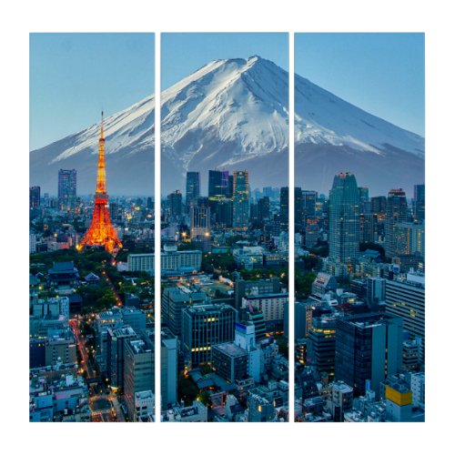 Ice  Snow  Mt Fuji  Tokyo Skyline Triptych