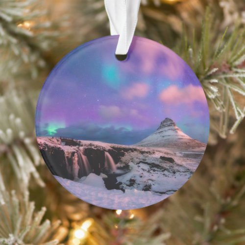 Ice  Snow  Northern Lights  Kirkjufell Mountain Ornament