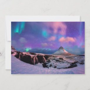 Ice & Snow Northern Lights, Kirkjufell Mountain Thank You Card