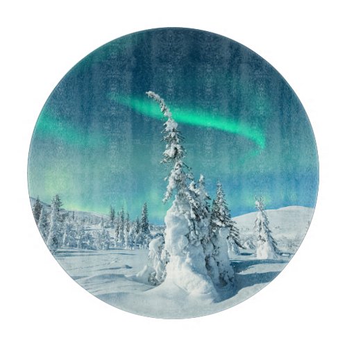 Ice  Snow  Northern Lights Lapland Finland Cutting Board