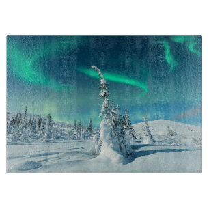 Ice & Snow   Northern Lights, Lapland, Finland Cutting Board