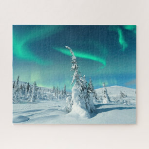 Ice & Snow Northern Lights, Lapland, Finland Jigsaw Puzzle