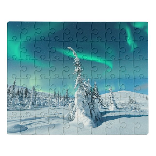Ice & Snow | Northern Lights, Lapland, Finland Jigsaw Puzzle (Puzzle Horizontal)
