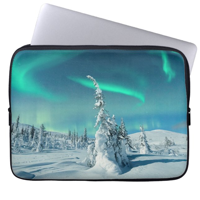 Ice & Snow | Northern Lights, Lapland, Finland Laptop Sleeve (Front)