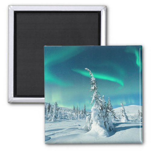 Ice  Snow  Northern Lights Lapland Finland Magnet