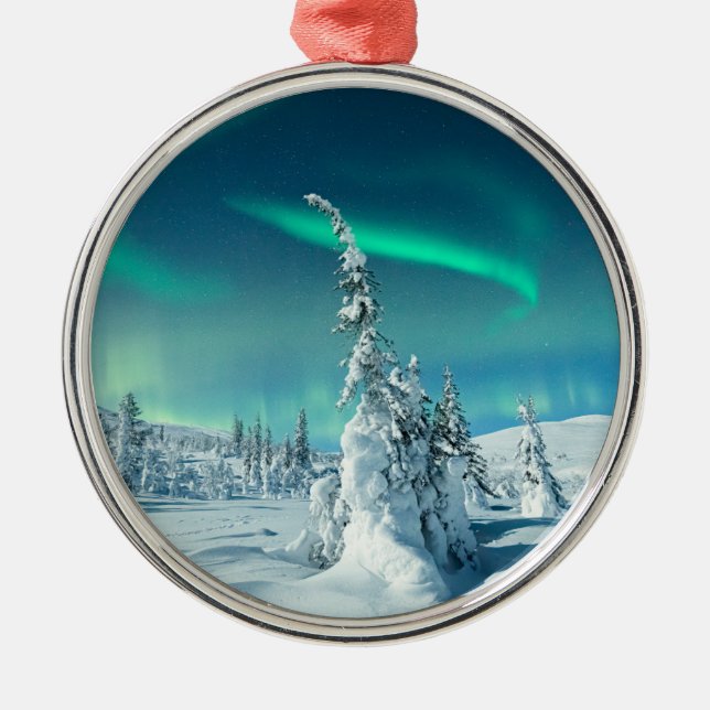 Ice & Snow | Northern Lights, Lapland, Finland Metal Ornament (Front)