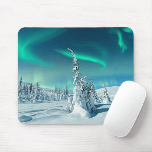 Ice & Snow Northern Lights, Lapland, Finland Mouse Pad