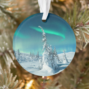 Ice & Snow Northern Lights, Lapland, Finland Ornament
