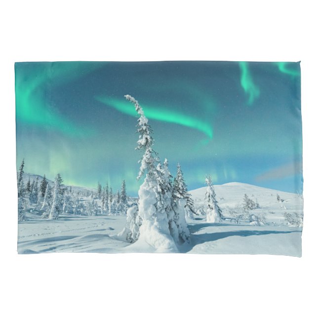 Ice & Snow | Northern Lights, Lapland, Finland Pillow Case (Front)