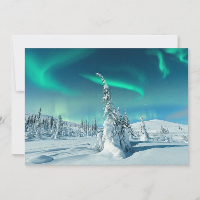 Ice & Snow | Northern Lights, Lapland, Finland Thank You Card (Front)