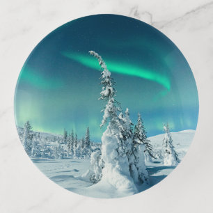 Ice & Snow Northern Lights, Lapland, Finland Trinket Tray