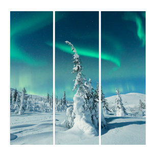 Ice & Snow Northern Lights, Lapland, Finland Triptych