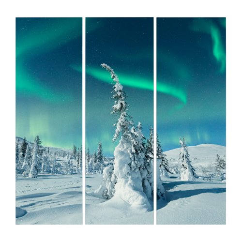 Ice  Snow  Northern Lights Lapland Finland Triptych