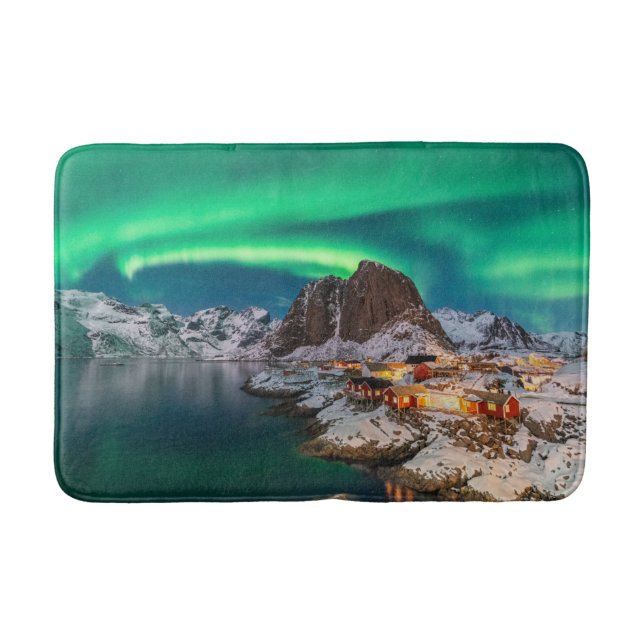 Ice & Snow | Northern Lights, Norway Bath Mat (Front)