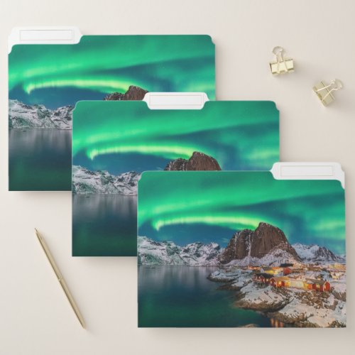 Ice  Snow  Northern Lights Norway File Folder