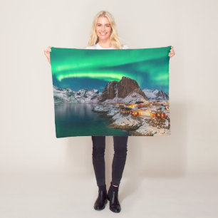 Ice & Snow   Northern Lights, Norway Fleece Blanket