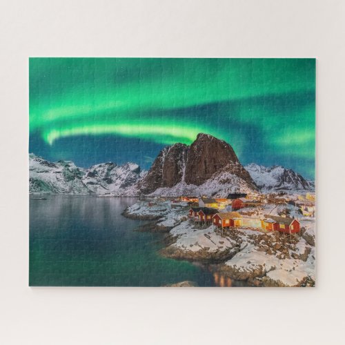 Ice  Snow  Northern Lights Norway Jigsaw Puzzle