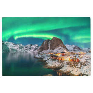 Ice & Snow Northern Lights, Norway Metal Print