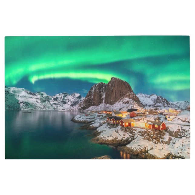 Ice & Snow | Northern Lights, Norway Metal Print (Front)