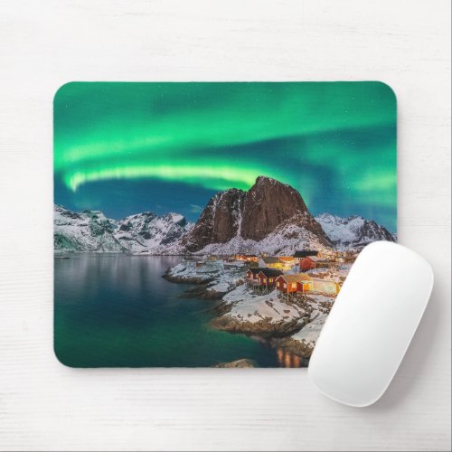 Ice  Snow  Northern Lights Norway Mouse Pad