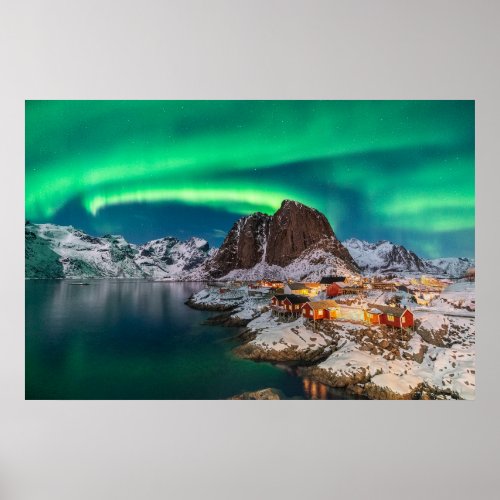 Ice  Snow  Northern Lights Norway Poster