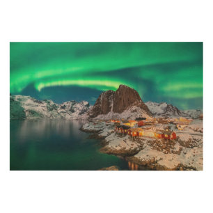 Ice & Snow Northern Lights, Norway Wood Wall Art