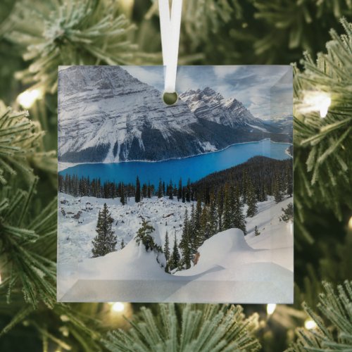 Ice  Snow  Peyto Lake Canadian Rockies Glass Ornament