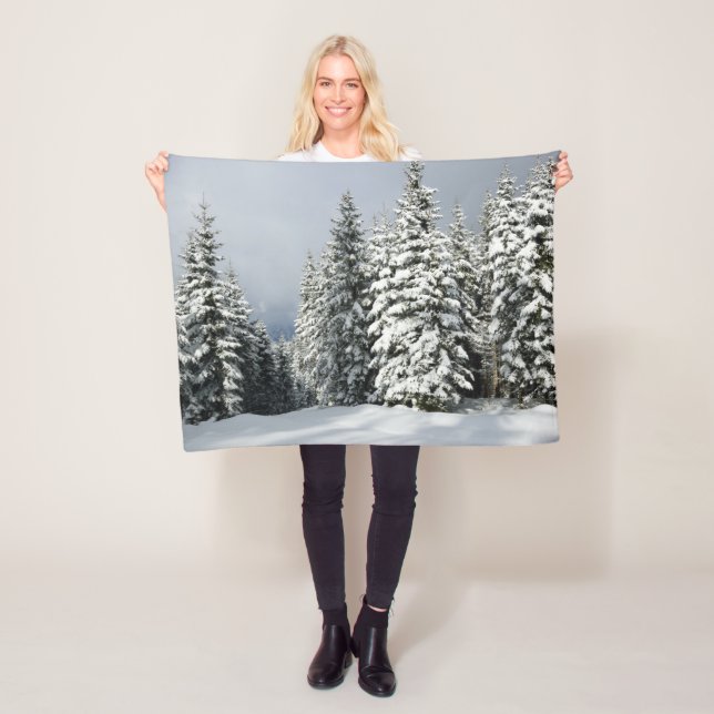 Ice & Snow | Pine Woodland, Austria Fleece Blanket (In Situ)