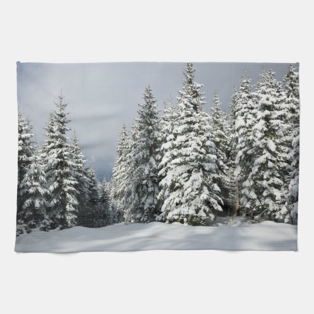 Ice & Snow | Pine Woodland, Austria Kitchen Towel (Horizontal)