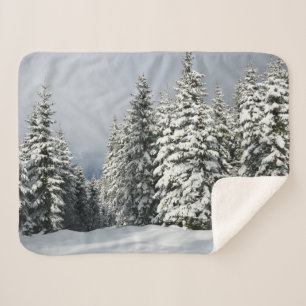 Ice & Snow Pine Woodland, Austria Sherpa Blanket