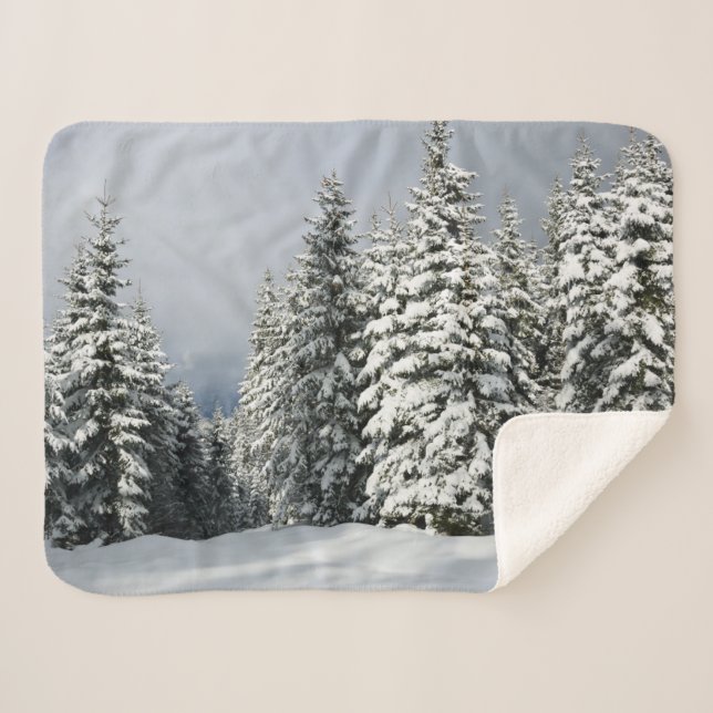Ice & Snow | Pine Woodland, Austria Sherpa Blanket (Front (Horizontal))