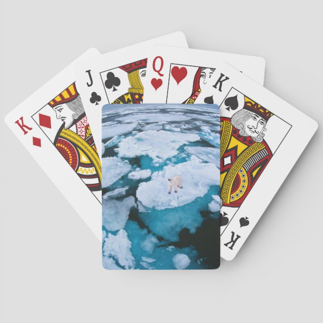 Ice & Snow | Polar Bear, Arctic Ocean, Svalbard Poker Cards (Back)