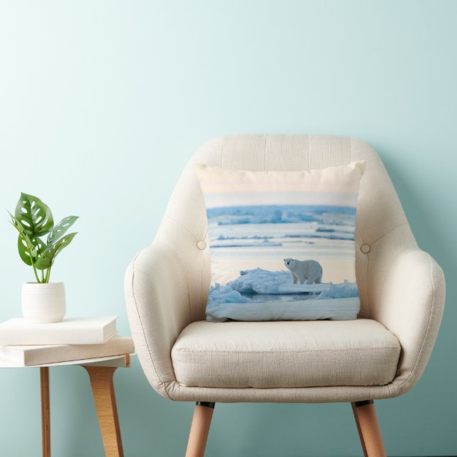 Ice & Snow | Polar Bear Iceberg Norway Throw Pillow (Chair)