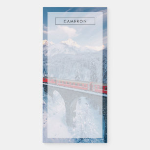 Ice & Snow Red Bernina Express Train Switzerland Magnetic Notepad